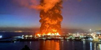 突发!大火夜袭渔人码头,浓烟四起笼罩旧金山奥克兰sausalito等城市…